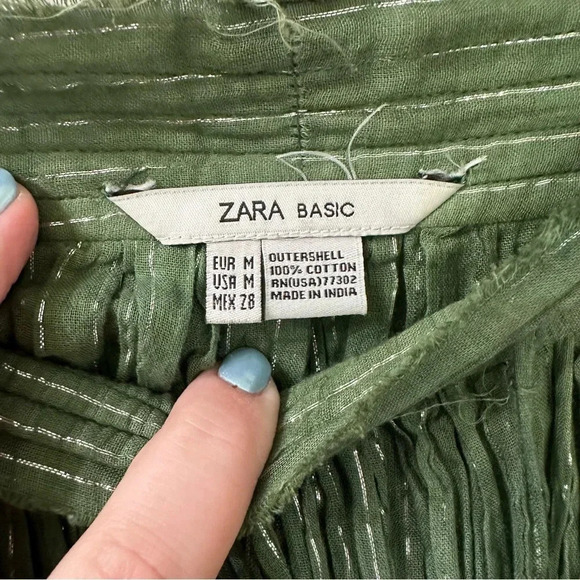 Zara Maxi Skirt Multicolored Metallic Ombré Boho Maxi Skirt 100% Cotton Sz M - Picture 6 of 8